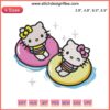 Hello Kitty enjoys beach vacation; summer embroidered design for machine embroidery, perfect for vibrant beach-themed projects.