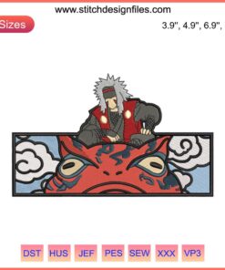 Jiraiya Rides Toad Embroidery Design, Naruto Anime, Machine Embroidery File, Detailed Stitches, Digital Pattern, Toad Summon