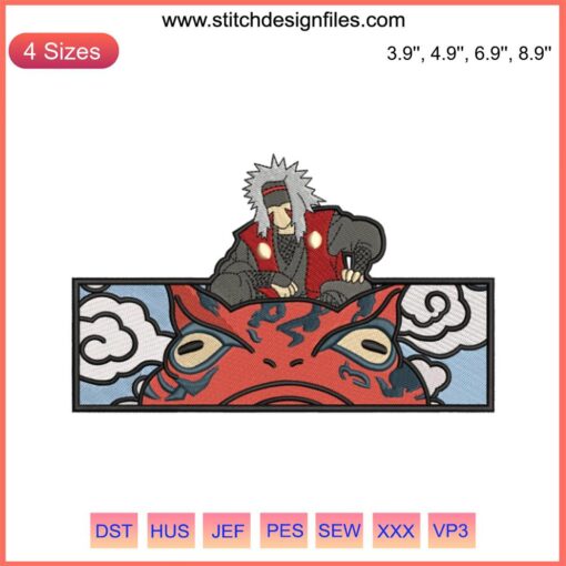 Jiraiya Rides Toad Embroidery Design, Naruto Anime, Machine Embroidery File, Detailed Stitches, Digital Pattern, Toad Summon