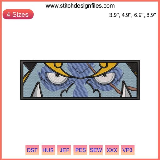 Jinbe Eyes Embroidery Design | One Piece Anime Machine Embroidery File | Perfect for fans, DIY projects, unique stitching patterns.