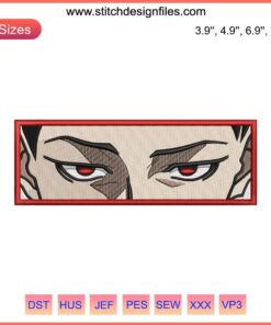 Shoei Baro Eyes Embroidery Design from Blue Lock Anime, high-quality machine embroidery file, detailed anime character eyes.