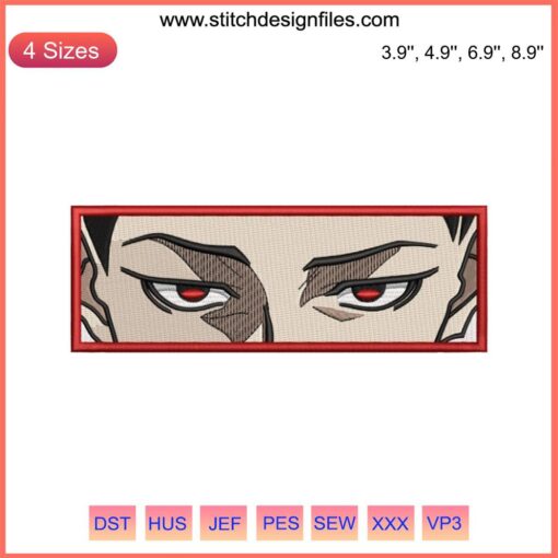 Shoei Baro Eyes Embroidery Design from Blue Lock Anime, high-quality machine embroidery file, detailed anime character eyes.