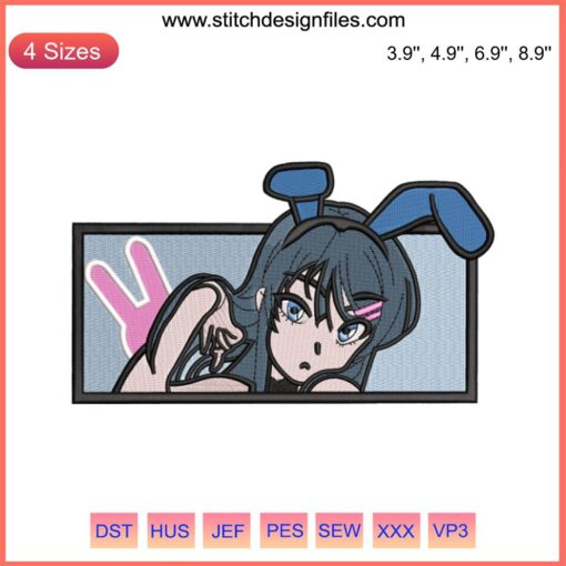 Mai Sakurajima Face Embroidery Design | Detailed Anime Machine Embroidery File | Perfect for Fans and Sewists