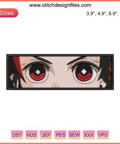 Kamado Tanjiro Eyes Embroidery | Demon Slayer Anime Design File | Digital Stitch Pattern for Embroidery Machines