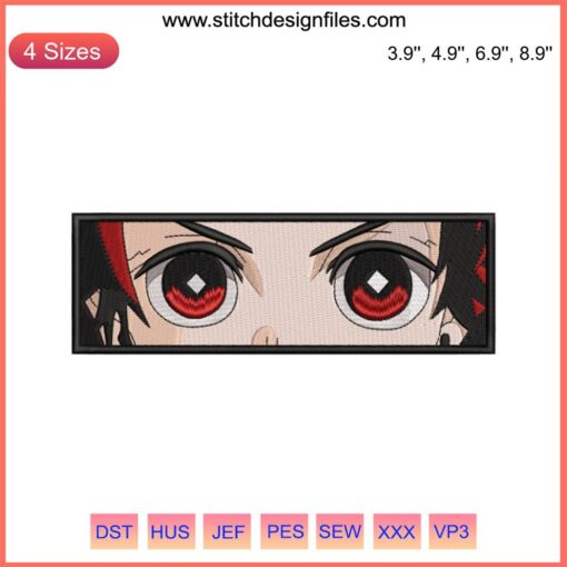 Kamado Tanjiro Eyes Embroidery | Demon Slayer Anime Design File | Digital Stitch Pattern for Embroidery Machines