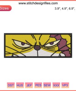 Nekomamushi Eyes Embroidery Design File - One Piece Anime Character Digital Pattern, Nekomamushi Face Detailing.