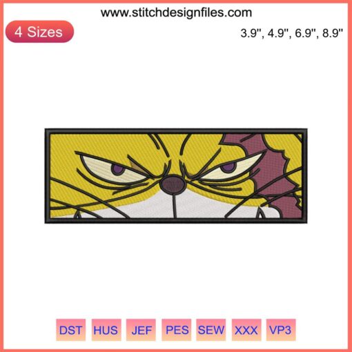 Nekomamushi Eyes Embroidery Design File - One Piece Anime Character Digital Pattern, Nekomamushi Face Detailing.