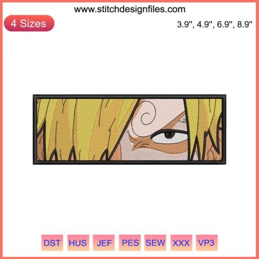 Vinsmoke Sanji Eyes Embroidery Design File, One Piece Anime, Detailed Machine Embroidery, Unique Sanji Eye Pattern.