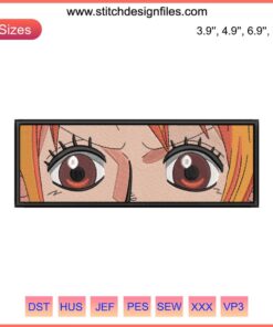 Nami Eyes Embroidery Design, Anime One Piece, Machine Embroidery File, Detailed Character Eyes, DIY Craft Patch Pattern