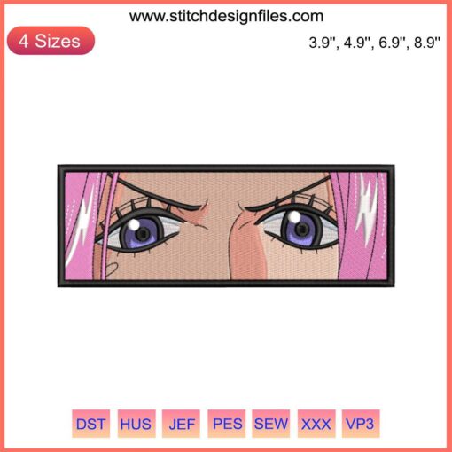 Jewelry Bonney Eyes Embroidery File - One Piece Anime Design shows Bonney's expressive eyes, ideal for detailed embroidery projects.