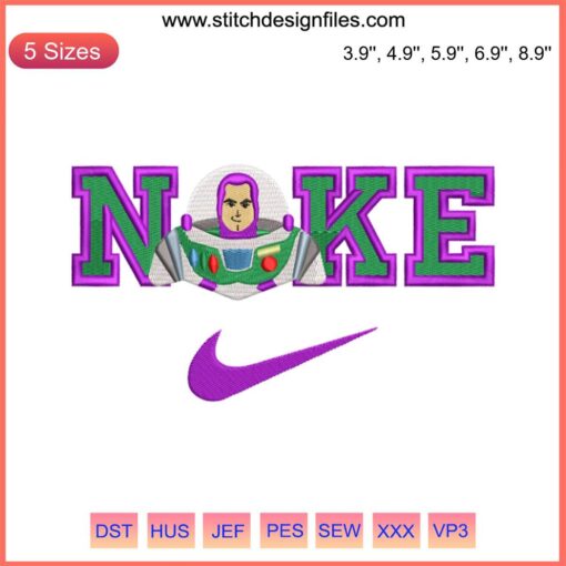 Buzz Lightyear Toy Story Nike Embroidery Design | Downloadable Machine Embroidery File | Kids Apparel Craft Decor