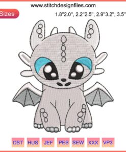 Toothless and Light Fury embroidery design, dragon couple pattern, Dragon Light Fury diy sewing craft, HTTYD inspired.
