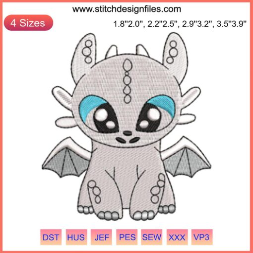 Toothless and Light Fury embroidery design, dragon couple pattern, Dragon Light Fury diy sewing craft, HTTYD inspired.