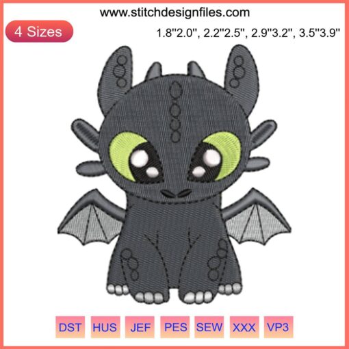 Toothless and Light Fury couple embroidery design, cute dragon pattern file, digital embroidery art, DIY sewing project.