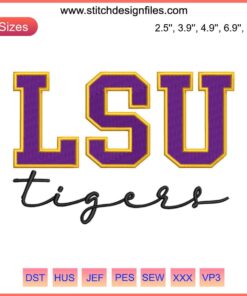 LSU Tigers 2023 Football Embroidery Design | Tiger Fans Machine Embroidery | College Sports Logo Design
