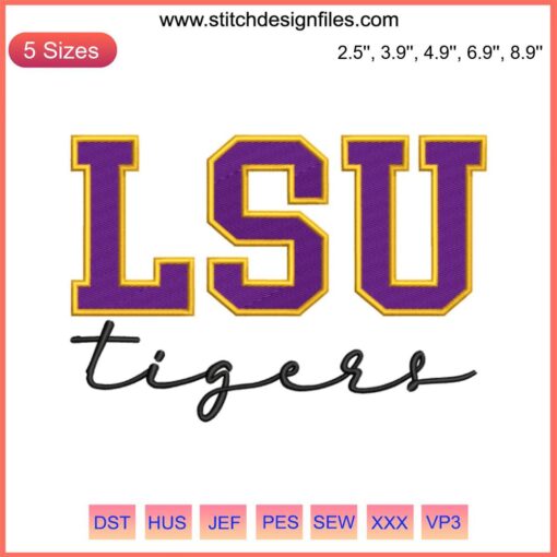 LSU Tigers 2023 Football Embroidery Design | Tiger Fans Machine Embroidery | College Sports Logo Design