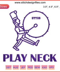 Play Neck LSU Tigers Football Team Spirit Embroidery Design: Vibrant purple and gold, detailed LSU logo, perfect for fans.