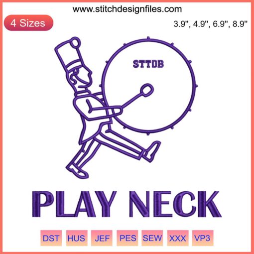 Play Neck LSU Tigers Football Team Spirit Embroidery Design: Vibrant purple and gold, detailed LSU logo, perfect for fans.