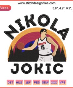 Nikola Jokic Embroidery Design, Denver Nuggets Basketball, NBA Embroidered File, Jokic Design Pattern
