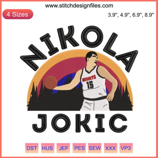 Nikola Jokic Embroidery Design, Denver Nuggets Basketball, NBA Embroidered File, Jokic Design Pattern
