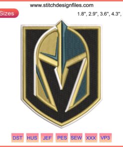 Vegas Golden Knights Logo Embroidery Design File | Hockey Team Crest | Instant Download | NHL Sports Emblem