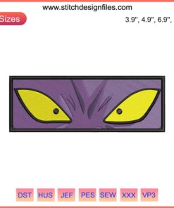 Beerus Eyes Anime Embroidery Design: Dragon Ball-inspired machine embroidery featuring vivid character detail for crafts.