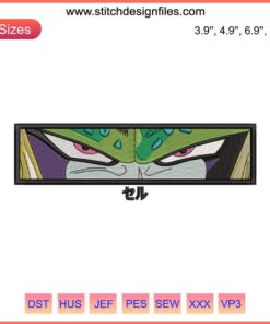 Anime embroidery design featuring Dragon Ball's Cell Eyes | Machine embroidery file | Dragon Ball Z design