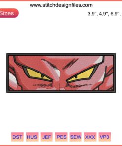 Dabura Eyes Embroidery Design: Dragon Ball Anime, Machine Embroidery Pattern, Detailed Thread Art, Unique Textile Project