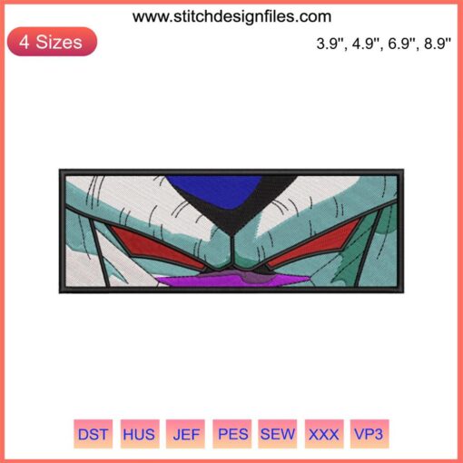 Dragon Ball Cooler Eyes Embroidery Design | Anime Machine File | Intricate Cooler Eyes Pattern for DIY Embroidery Projects