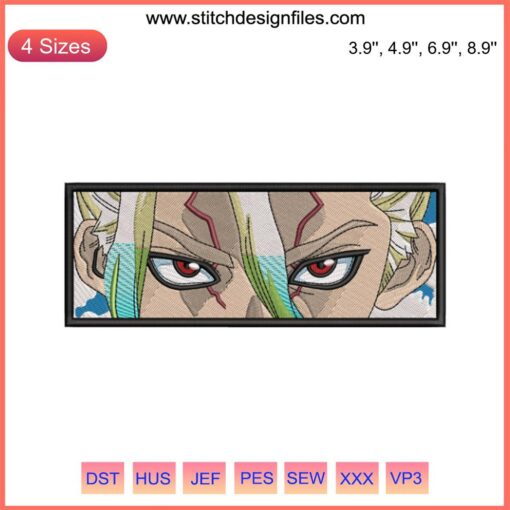 Senku Ishigami Embroidery Design | Anime Dr. Stone Machine File - Unique Pattern for Embroidery Enthusiasts
