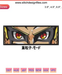 Embroidery file of Naruto Baryon Eyes, featuring intricate anime machine design for enthusiasts and crafters.