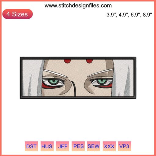 Kimimaro Eyes Embroidery Design featuring detailed Naruto anime iconic pattern for machine embroidery fans.