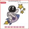 Cute astronaut embroidery design, outer space theme, digital file, vibrant colors, whimsical space suit, perfect for decor projects.