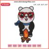 Cute panda by bonfire embroidery design, animal love motif, digital file for sewing enthusiasts, unique wildlife pattern.