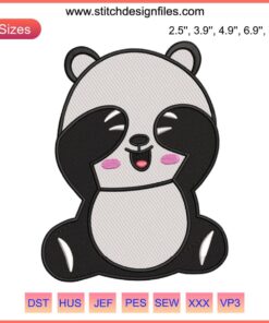 Adorable crying panda embroidery design, perfect for animal lovers. Digital file for machine embroidery projects.