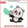 Panda Blowing Soap Bubbles Embroidery Design | Cute Animal Machine Embroidery File | Whimsical Panda Art for Sewing Projects