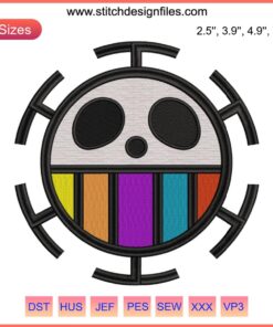 Trafalgar Law Logo Embroidery Design | One Piece Anime | Machine Embroidery | High-Quality Digital Design | Anime Fans Apparel