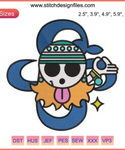 Nami Luffy Jolly Roger Logo Embroidery, One Piece Anime Machine Design, Skull with Straw Hat and Crossbones, High-Quality Stitching