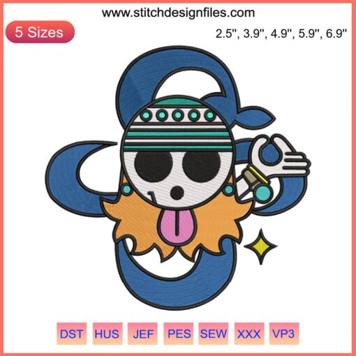 Nami Luffy Jolly Roger Logo Embroidery, One Piece Anime Machine Design, Skull with Straw Hat and Crossbones, High-Quality Stitching