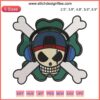 Shamrock Jolly Roger Embroidery Design: One Piece anime-inspired clover pirate flag machine embroidery pattern.