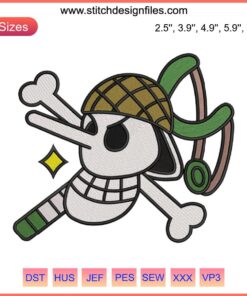 Sogeking Jolly Roger Logo Embroidery Design | One Piece Anime Machine Embroidery | Skull and Mask Motif | DIY Craft Pattern