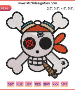 Anime One Piece Jolly Roger Machine Embroidery Design, Pirate Skull, Crossbones, Iconic Symbol, Sewing Patch, Nautical Theme