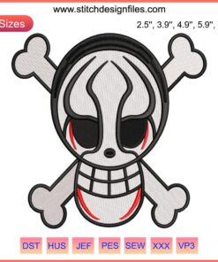 Yokai Pirates Jolly Roger Embroidery Design | One Piece Anime, Skull Flag with Swords | Digital File for Cosplay Crafting