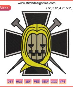 Basil Hawkins Jolly Roger Anime One Piece Embroidery Design; Machine embroidery of pirate skull with cards.