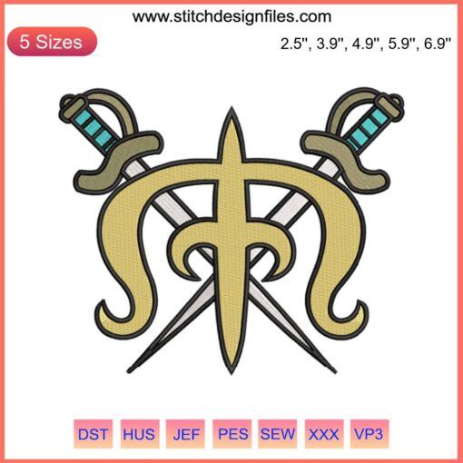 Drake Pirates Jolly Roger Embroidery: One Piece Anime Machine Embroidery Design featuring iconic skull logo.