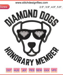 Ted Lasso Embroidery Design File: Diamond Dogs emblem, intricate machine embroidery pattern, digital download, crafting art.