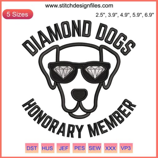 Ted Lasso Embroidery Design File: Diamond Dogs emblem, intricate machine embroidery pattern, digital download, crafting art.