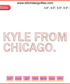 Chicago skyline embroidery: Kyle Davidson machine design file featuring iconic skyline elements stitched in vibrant hues.