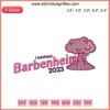 "I Survived Barbenheimer 2023" pink embroidery design, featuring Barbie movie-inspired machine embroidery pattern.