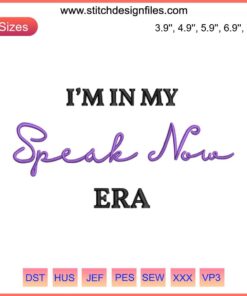 Taylor Swift Speak Now Era Embroidery Design: Elegant text with intricate patterns, perfect for machine embroidery enthusiasts.